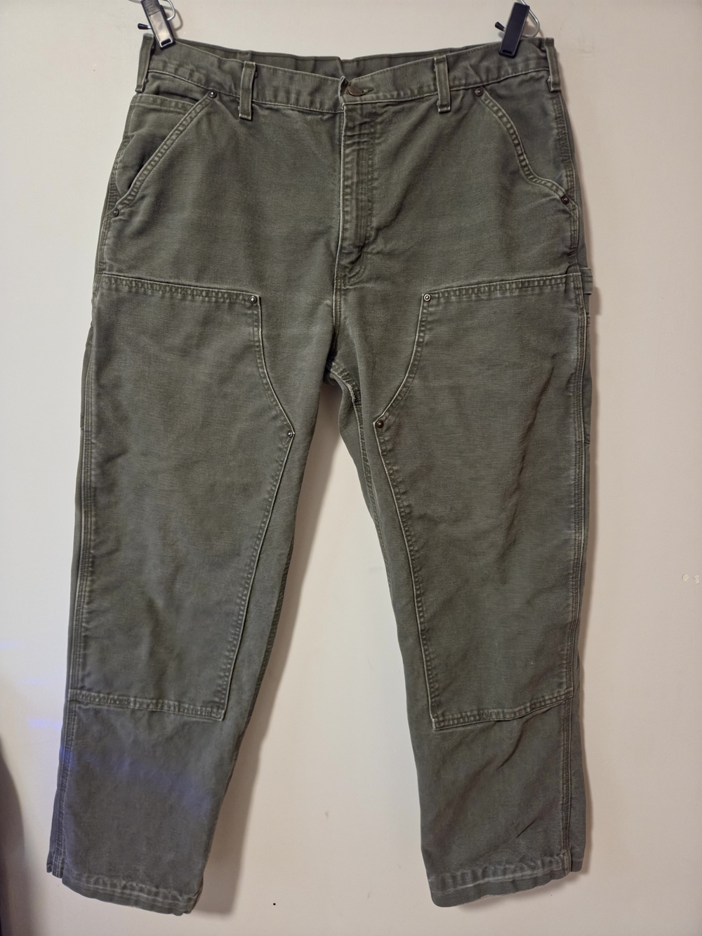 Carhartt B136 MOS Double Knee Work Pants Moss Green — 38x32